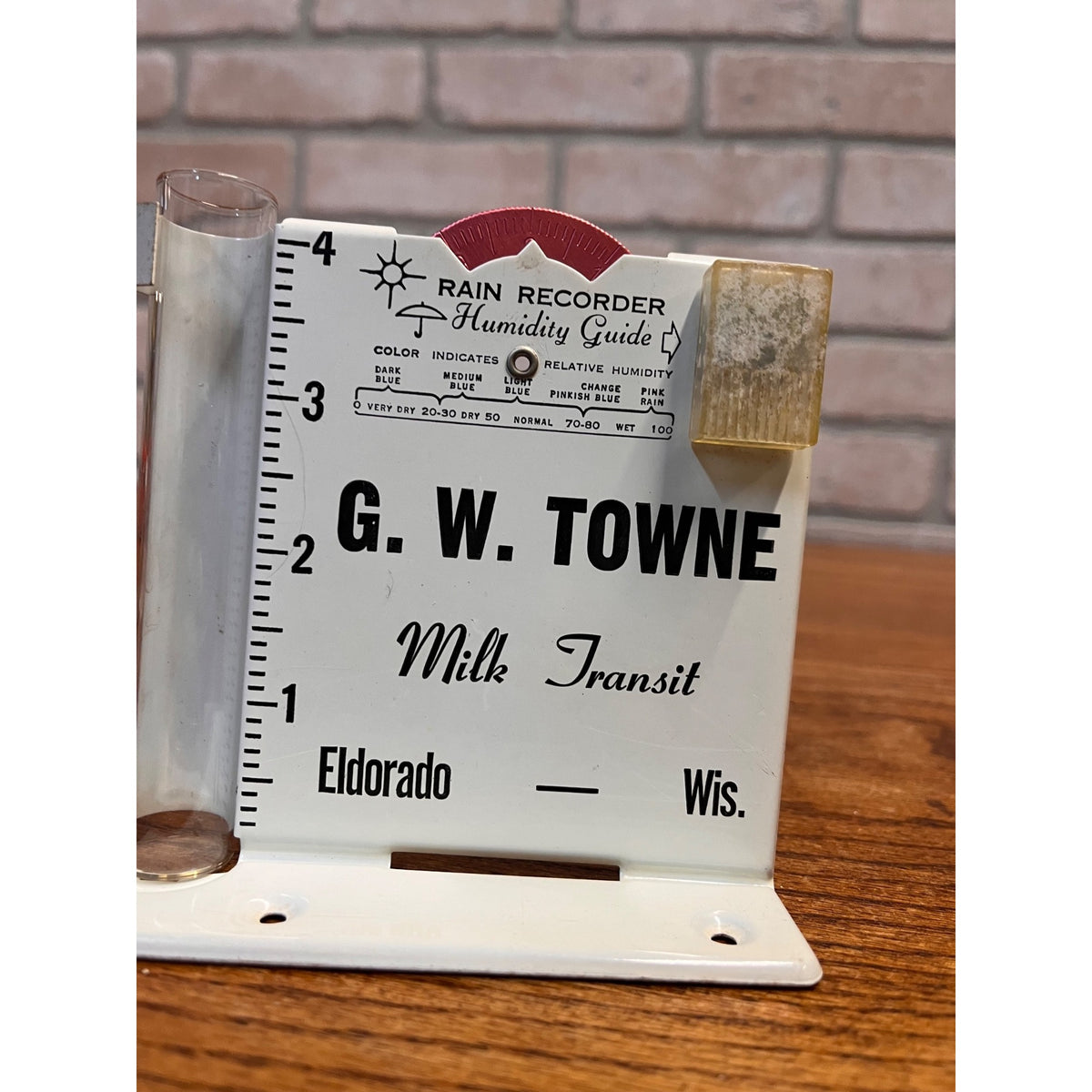 Vintage GW Towne Milk Transit Truck Advertising Metal Rain Gauge Eldorado Wis WI
