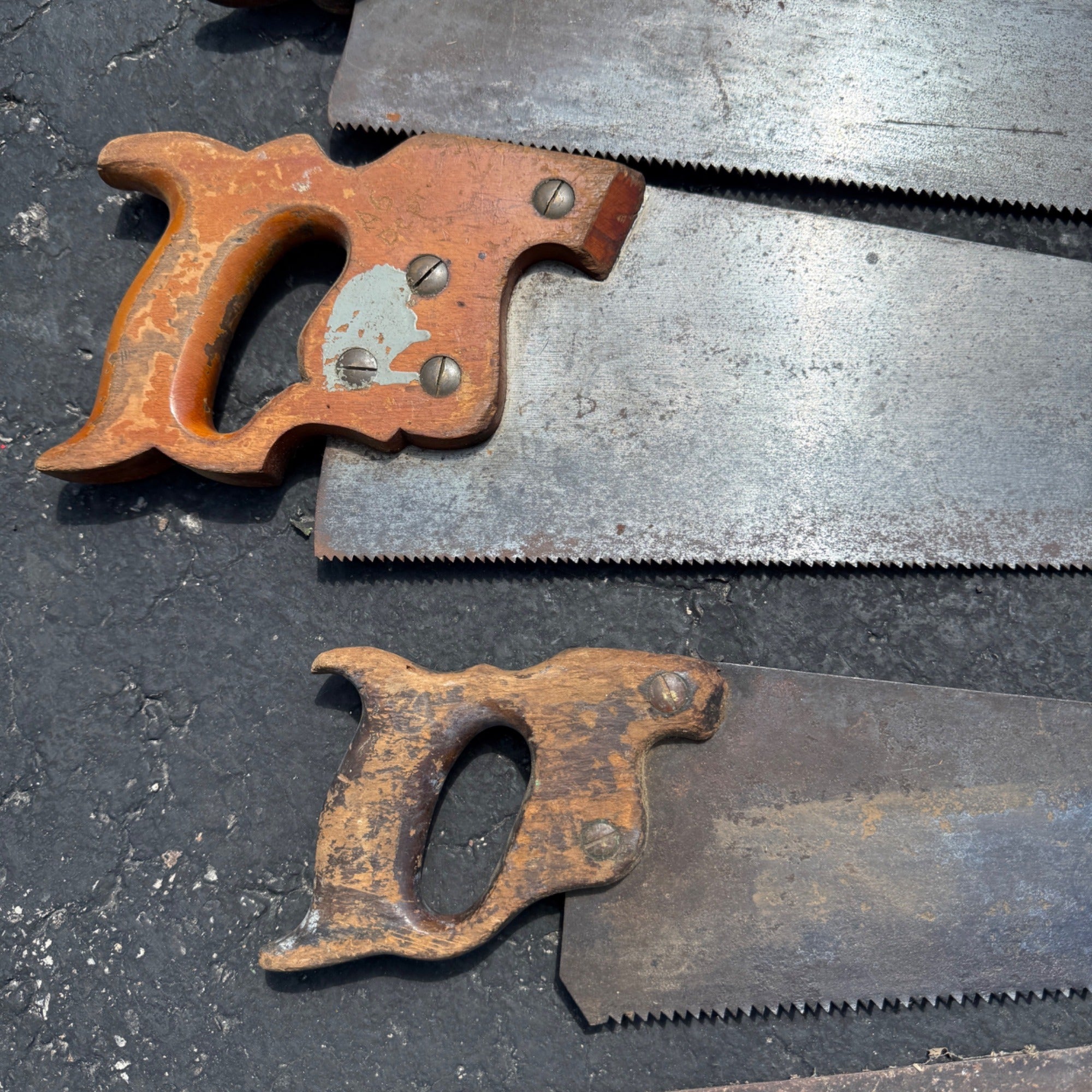 Antique Vintage Huge Lot Carpenter Hand Saws Sheffield H. Disston G.H. Bishop