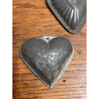 Antique Primitive Lot (2) Tin Heart-Shaped Confectionery Chocolate Tart Molds