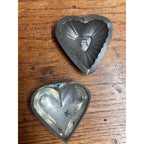 Antique Primitive Lot (2) Tin Heart-Shaped Confectionery Chocolate Tart Molds