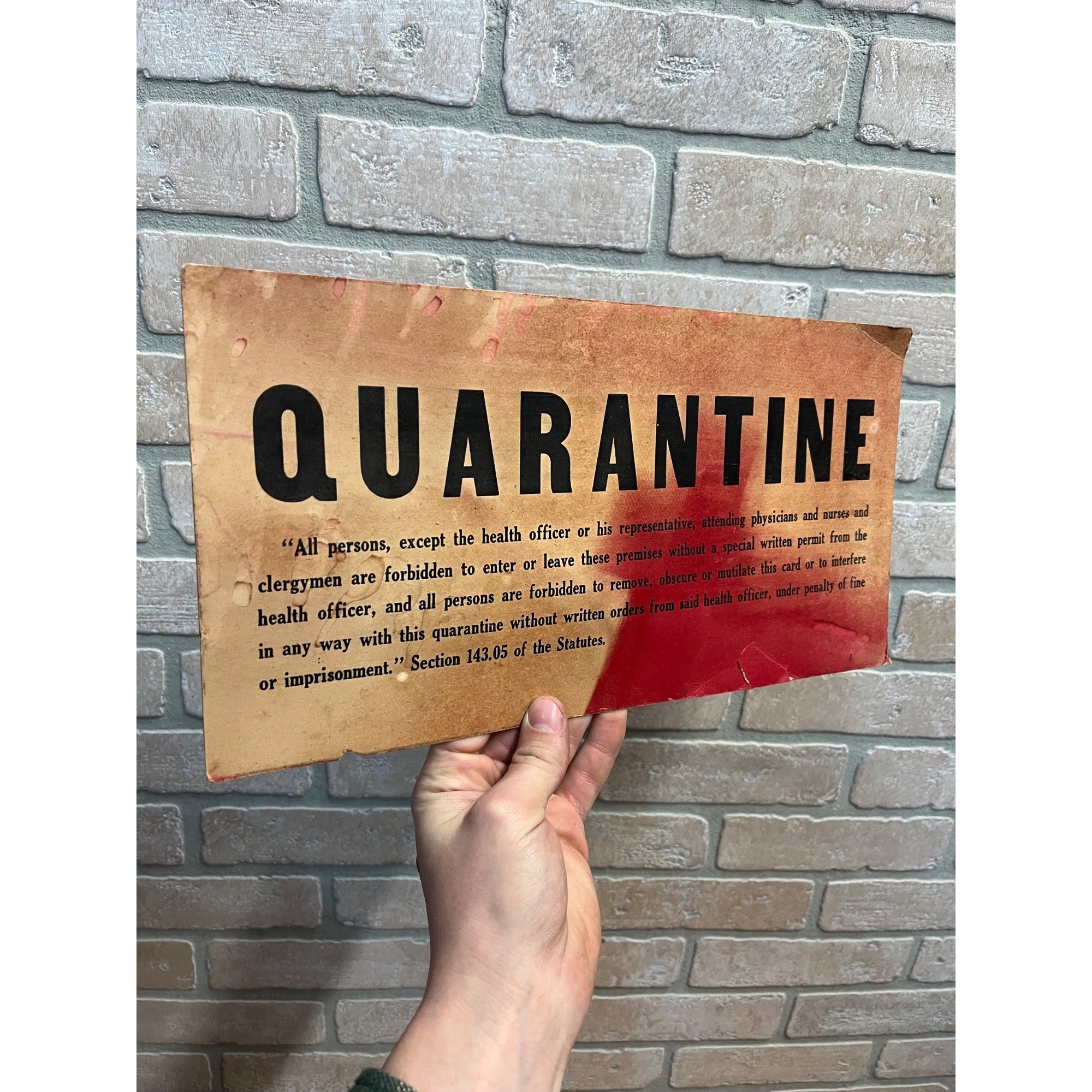 Original 1900s Quarantine Hospital Sign Smallpox, Diphtheria, and Scarlet Fever