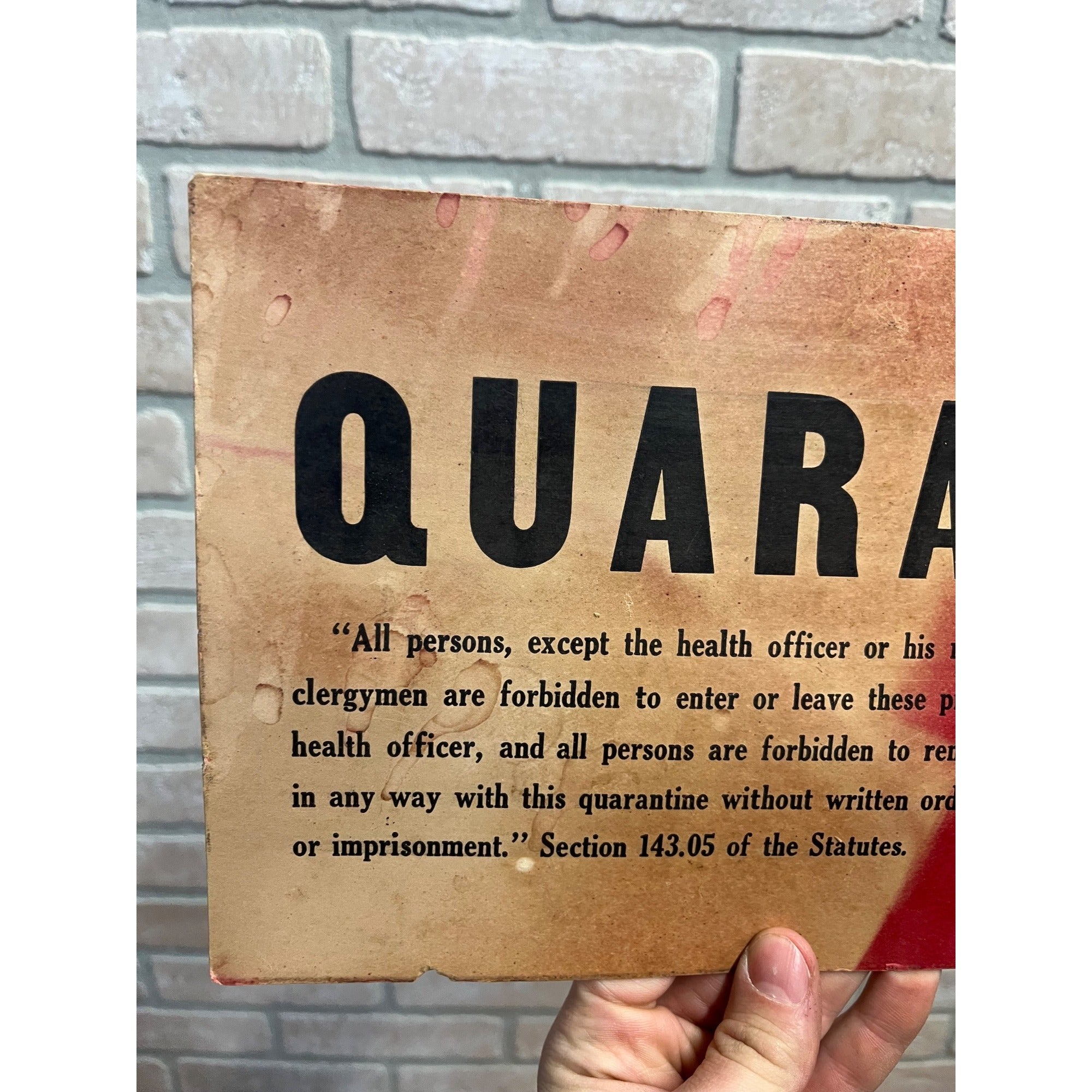 Original 1900s Quarantine Hospital Sign Smallpox, Diphtheria, and Scarlet Fever
