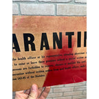 Original 1900s Quarantine Hospital Sign Smallpox, Diphtheria, and Scarlet Fever