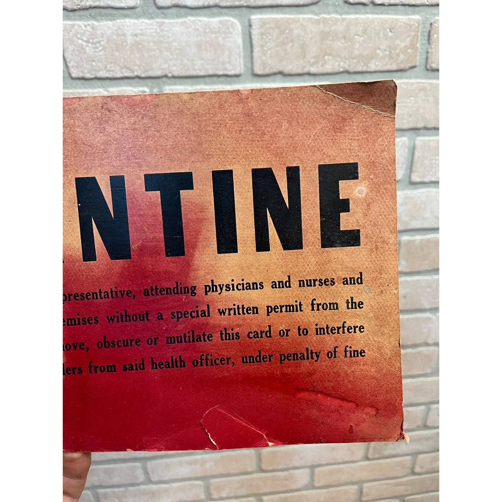 Original 1900s Quarantine Hospital Sign Smallpox, Diphtheria, and Scarlet Fever