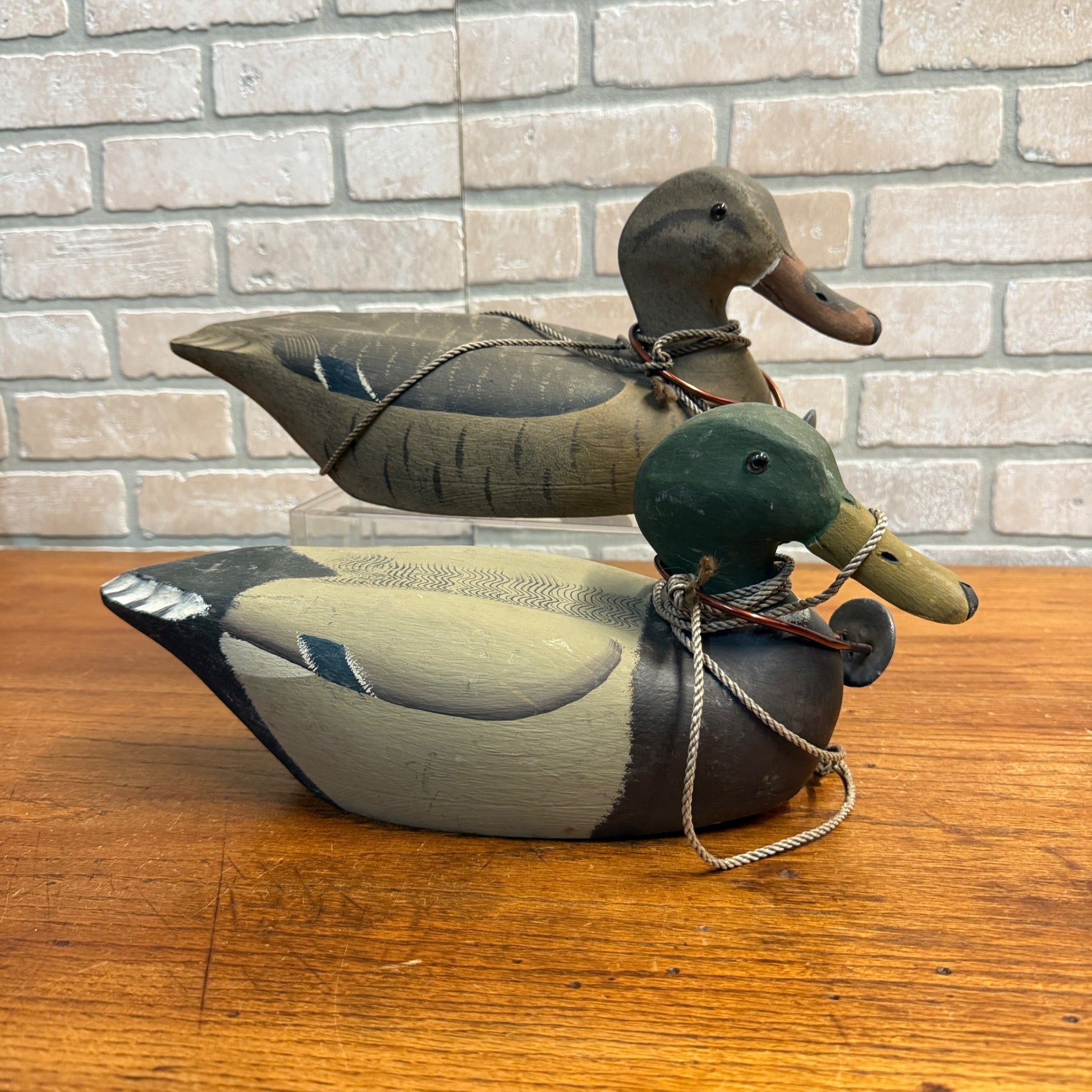 Ron Koch Vintage Mallard Pair Duck Decoy Vintage Wooden Decoy Omro Wisconsin HWD
