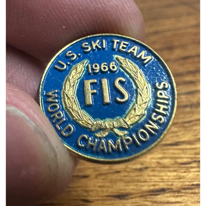 Vintage 1966 FIS US Ski Team World Championships Pinback Pin Tie Tac