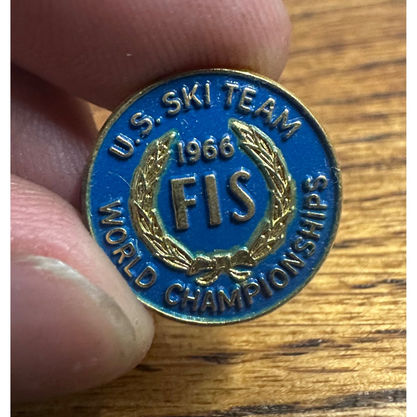 Vintage 1966 FIS US Ski Team World Championships Pinback Pin Tie Tac