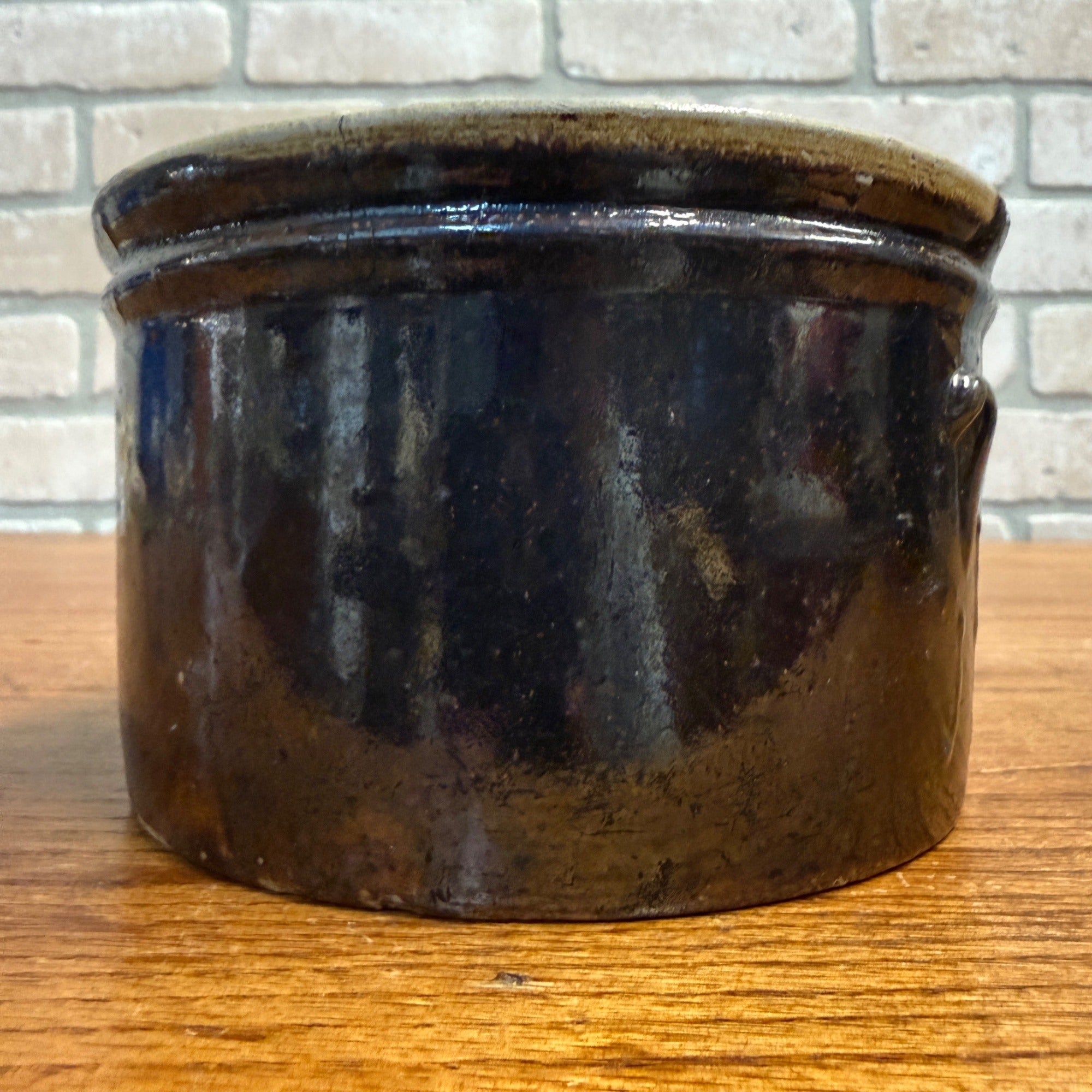 Antique 1# Albany Red Wing Unsigned Butter Crock brown