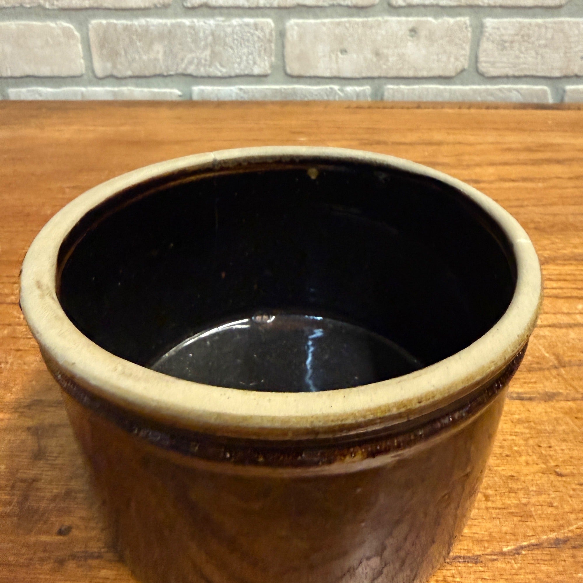 Antique 1# Albany Red Wing Unsigned Butter Crock brown