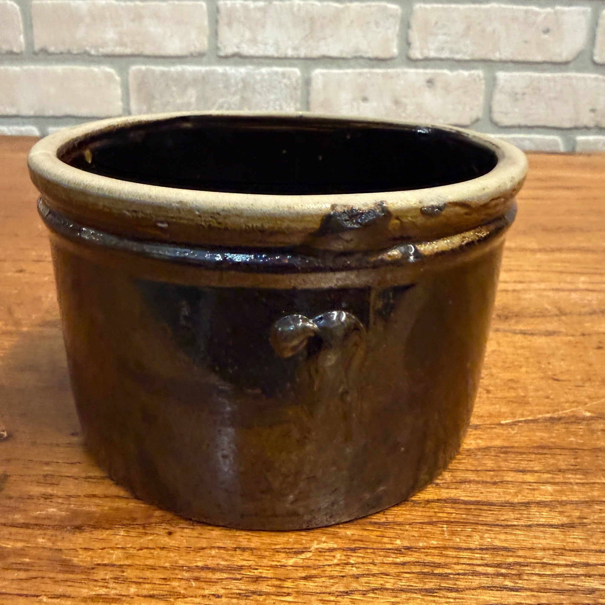 Antique 1# Albany Red Wing Unsigned Butter Crock brown