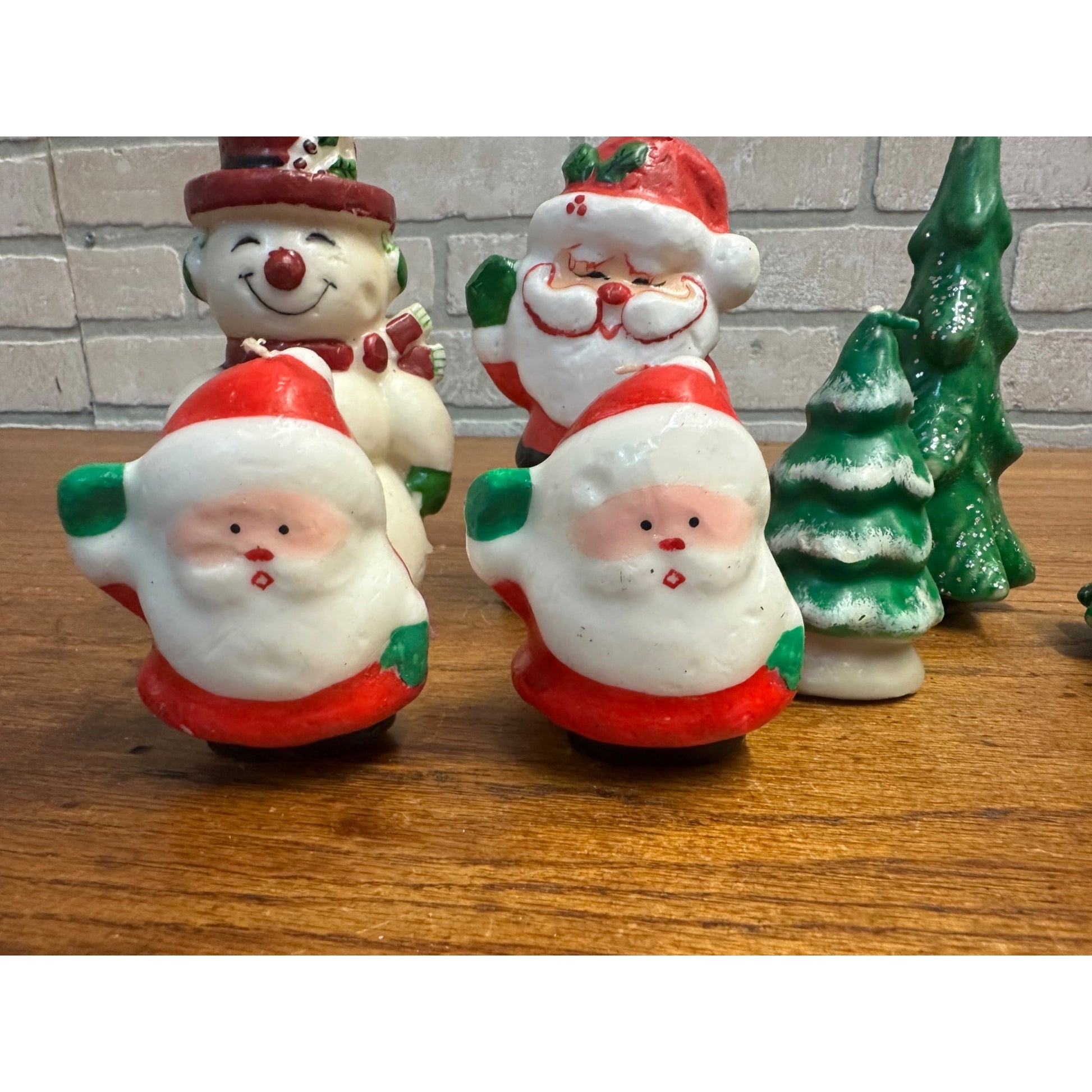 Vintage Christmas Figural Wax Candles Gurley & Amscan Santa Xmas Trees Snowman