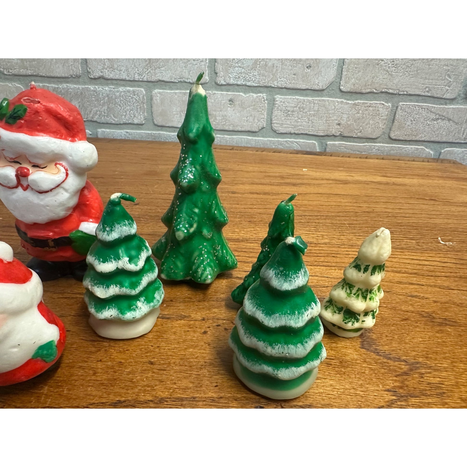 Vintage Christmas Figural Wax Candles Gurley & Amscan Santa Xmas Trees Snowman