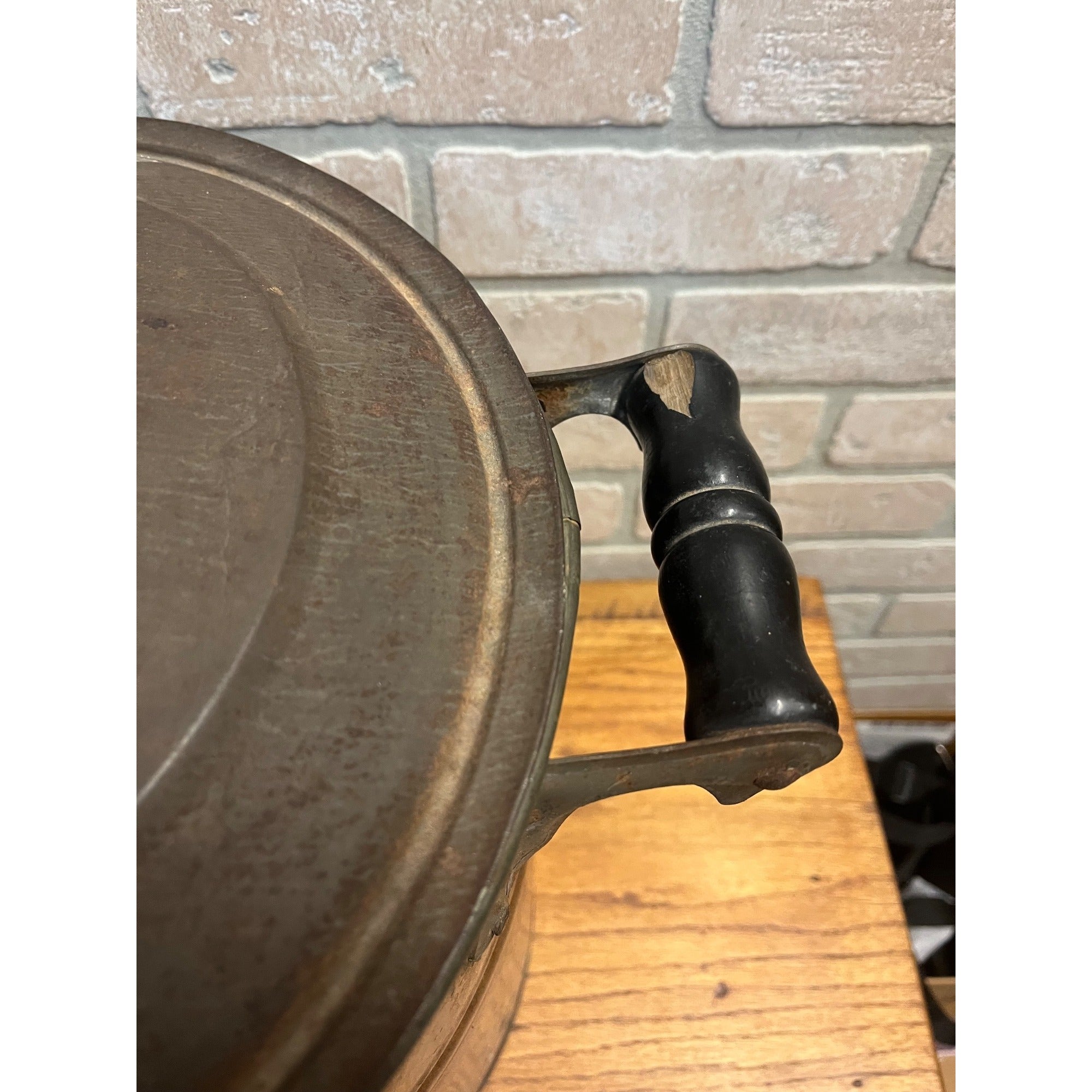 Antique Vintage Copper Boiler Wash Tub w/ Wood Handles & Lid