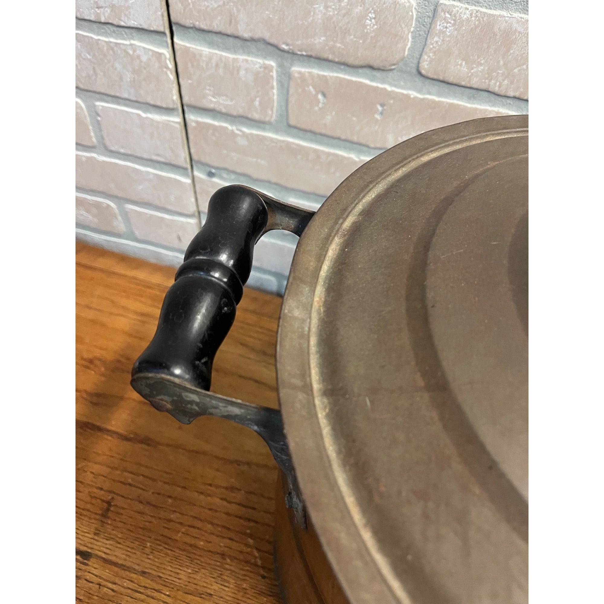 Antique Vintage Copper Boiler Wash Tub w/ Wood Handles & Lid