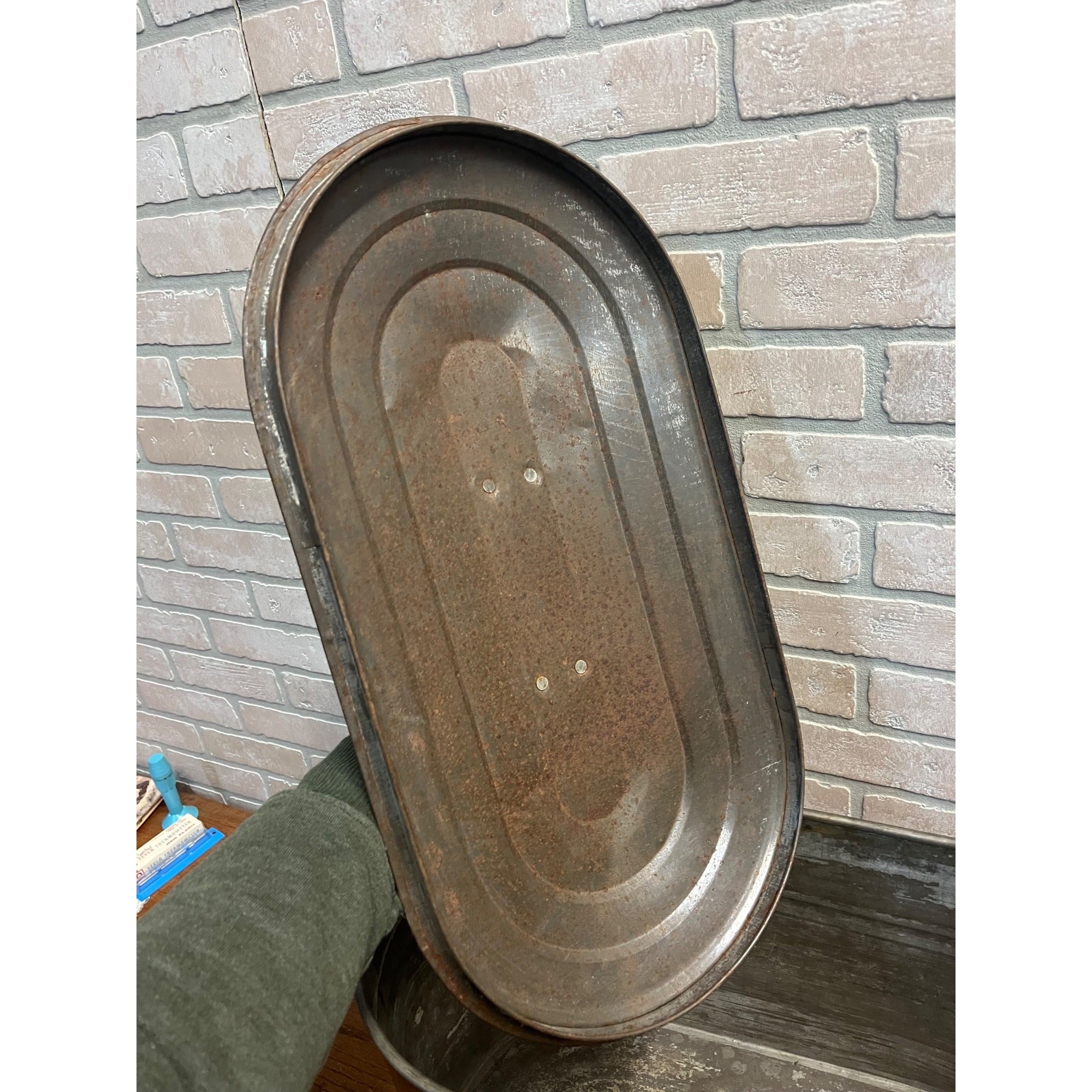 Antique Vintage Copper Boiler Wash Tub w/ Wood Handles & Lid