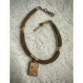 Victorian 19th c. Mourning/Sweetheart Braided Hair Watch Fob Chain w/ Star Celestial Locket
