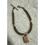 Victorian 19th c. Mourning/Sweetheart Braided Hair Watch Fob Chain w/ Star Celestial Locket