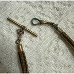 Victorian 19th c. Mourning/Sweetheart Braided Hair Watch Fob Chain w/ Star Celestial Locket