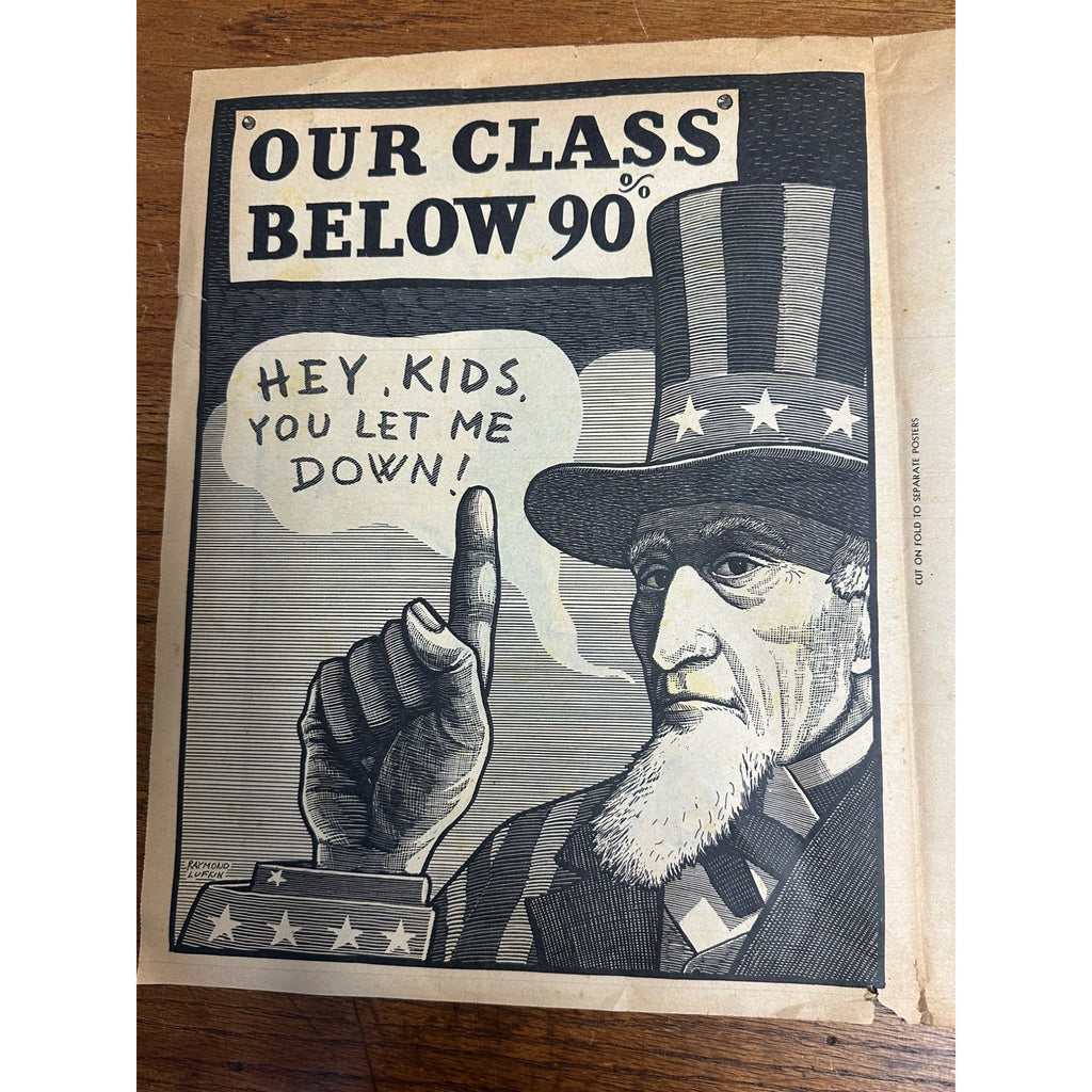 RARE 1944 WWII 'SCHOOLS at WAR' Class Bond POSTER~Minuteman/Uncle Sam/ATTACK!