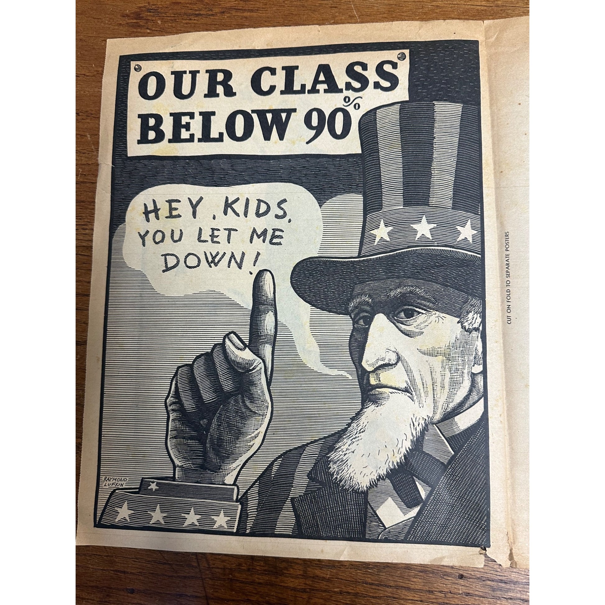 RARE 1944 WWII 'SCHOOLS at WAR' Class Bond POSTER~Minuteman/Uncle Sam/ATTACK!