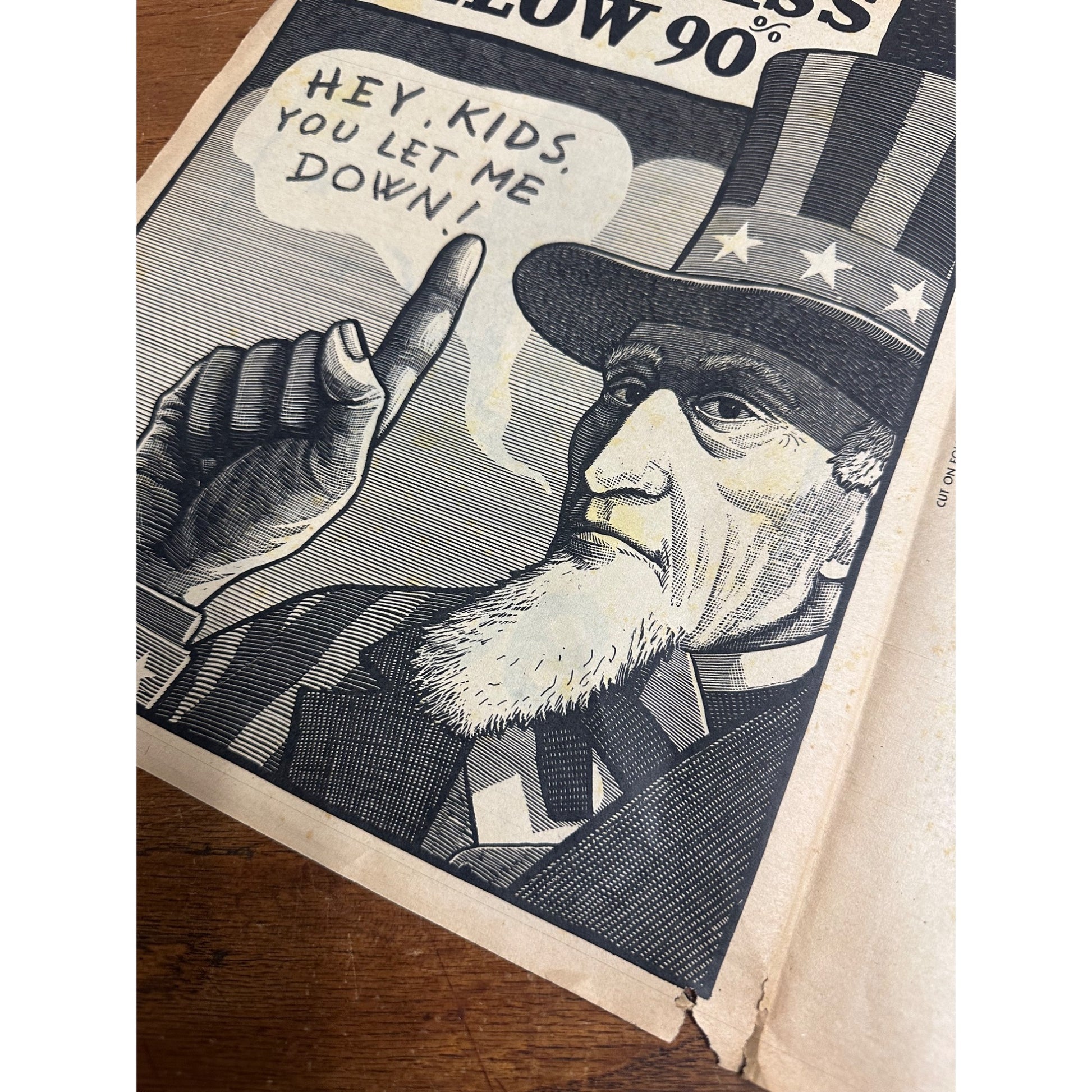 RARE 1944 WWII 'SCHOOLS at WAR' Class Bond POSTER~Minuteman/Uncle Sam/ATTACK!