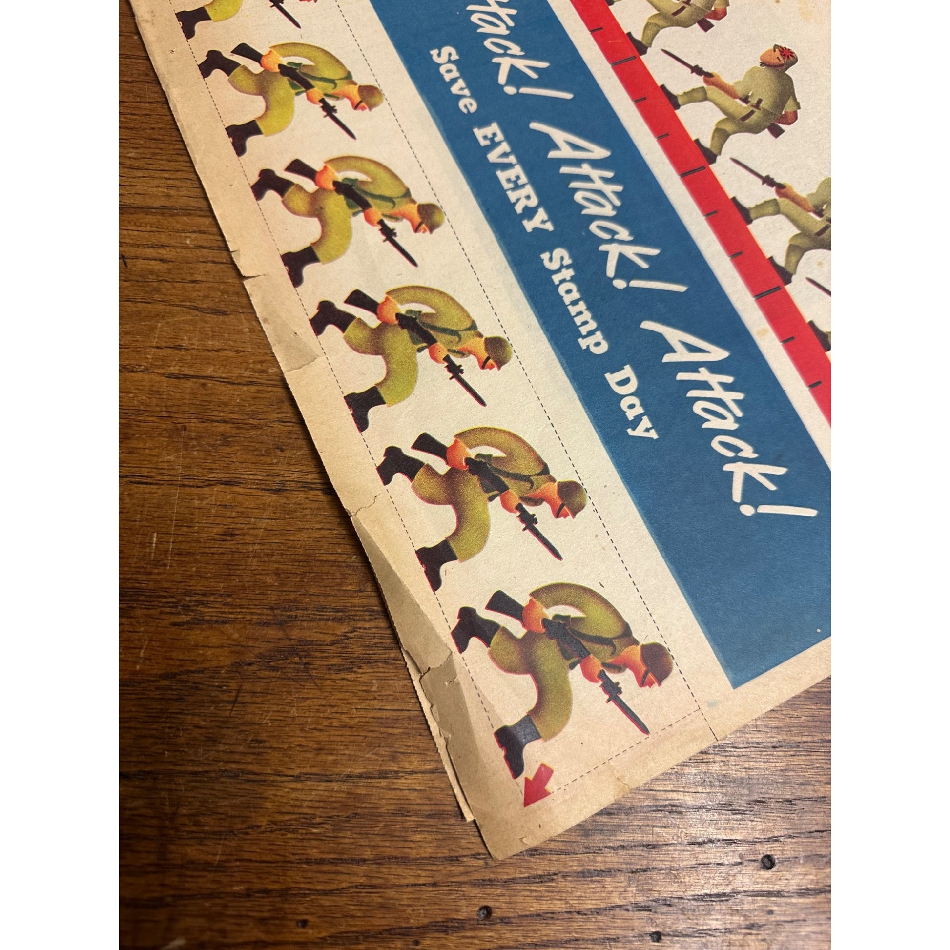 RARE 1944 WWII 'SCHOOLS at WAR' Class Bond POSTER~Minuteman/Uncle Sam/ATTACK!