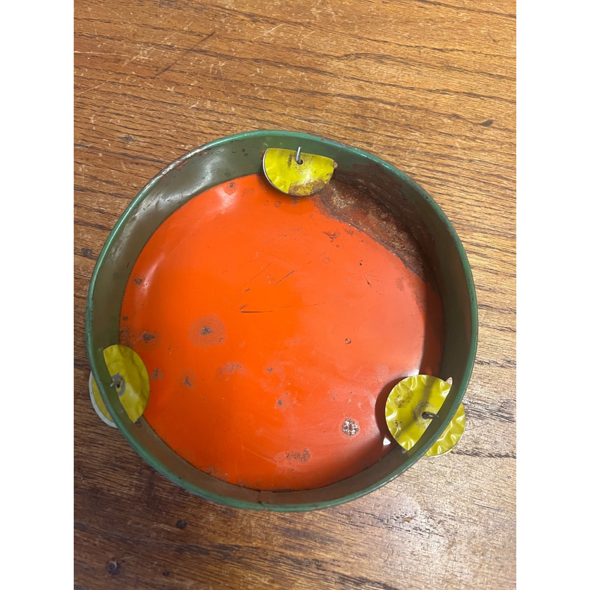 Vintage Halloween Tin Tambourine Noisemaker Daning w/ JOL US Metal Toy Co.