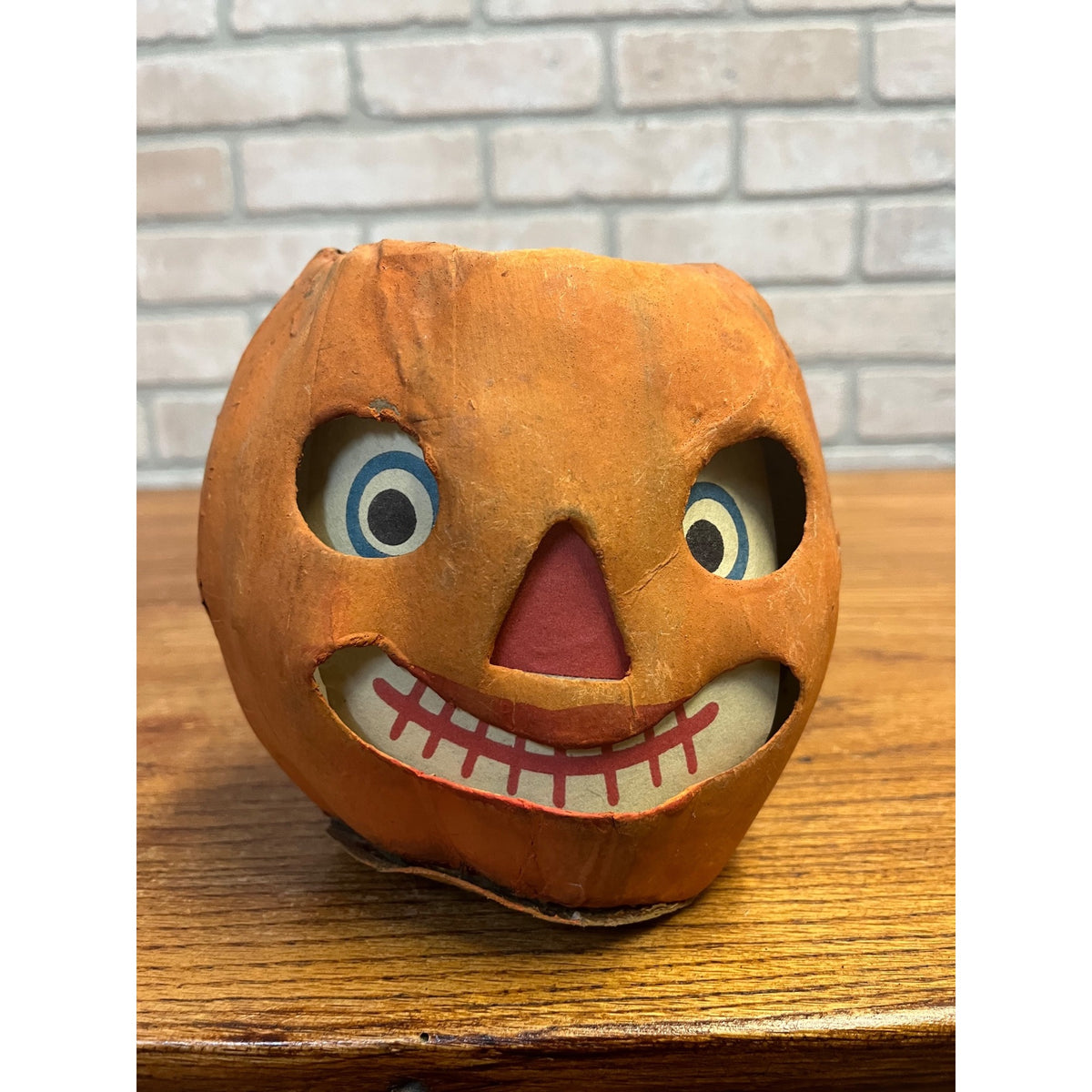Antique 1920s German Halloween Jack o' Lantern JOL Pressed Cardboard Large 5.5"