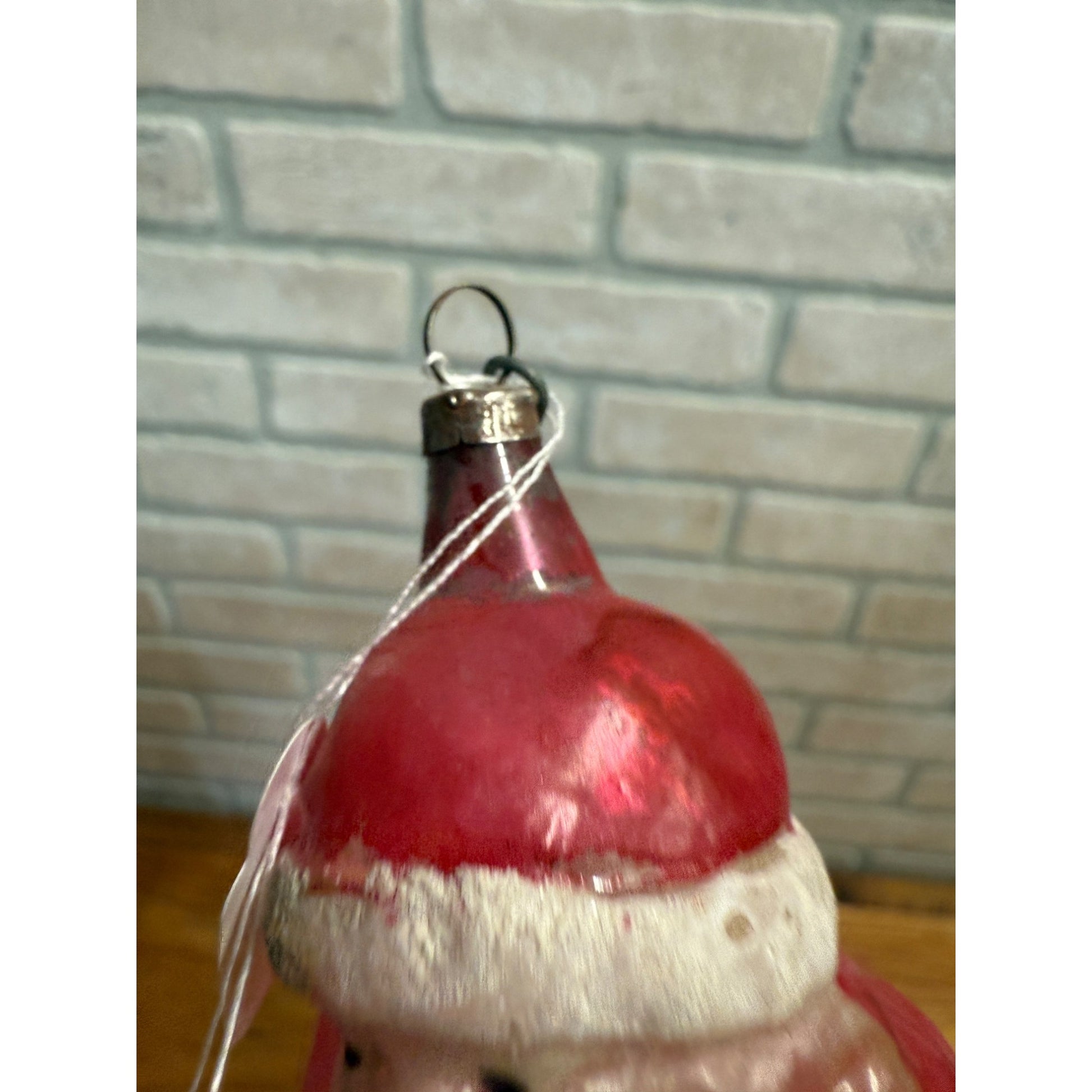 Antique  Santa Claus Father Christmas Holding Tree Glass Ornament