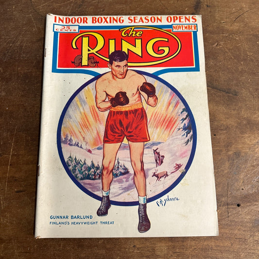 November 1938 The Ring Boxing Magazine - Gunnar Barlund Cover