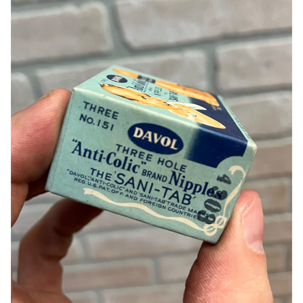 Vintage DAVOL Anti-Colic Brand Nipples The Sani-Tab Empty Advertising Box Only
