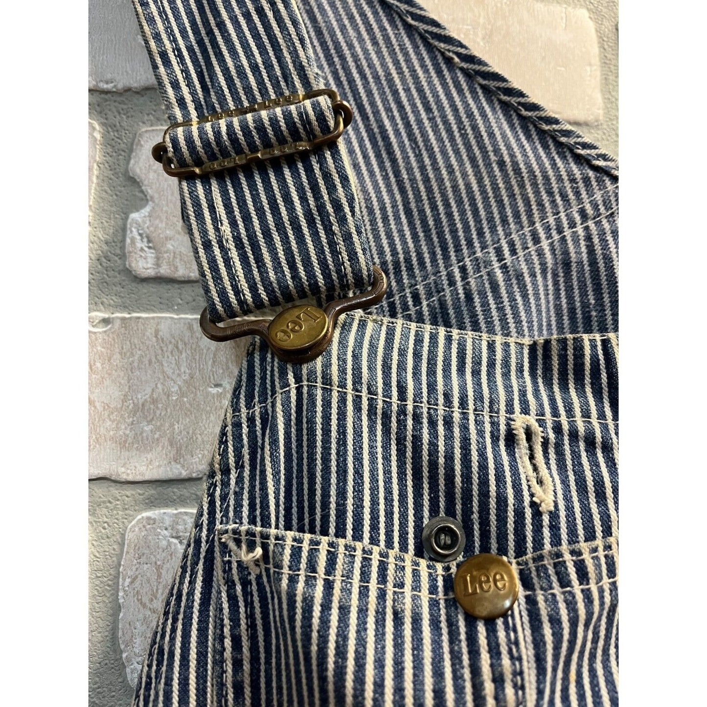 Vintage 1940s LEE Striped Carpenter Overalls Workwear Union Made Sanforized