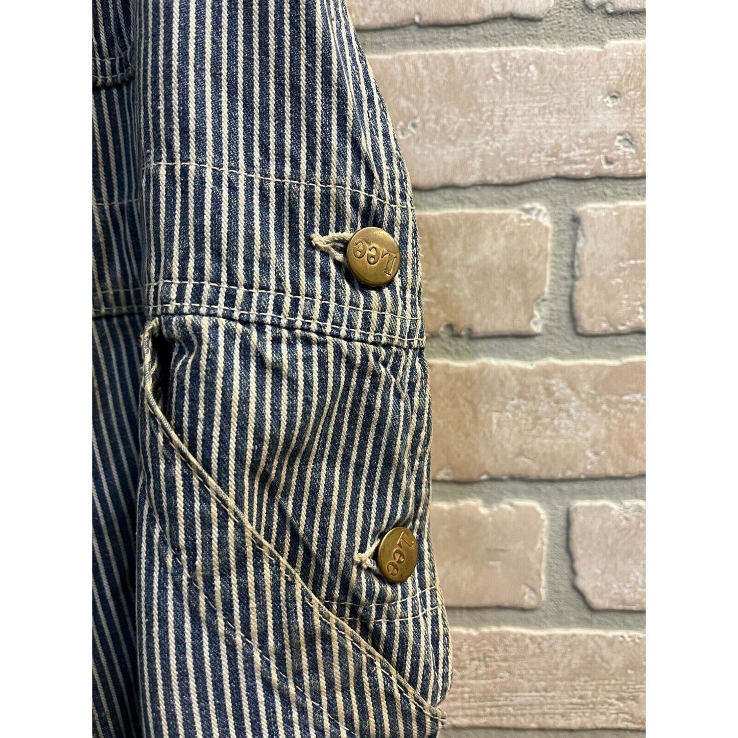 Vintage 1940s LEE Striped Carpenter Overalls Workwear Union Made Sanforized