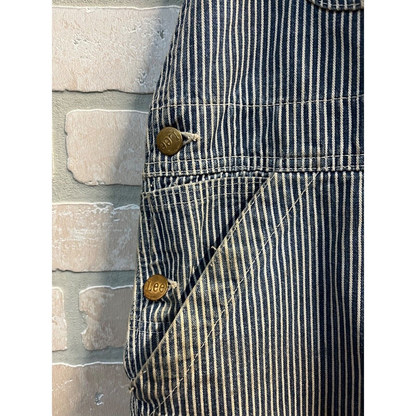 Vintage 1940s LEE Striped Carpenter Overalls Workwear Union Made Sanforized