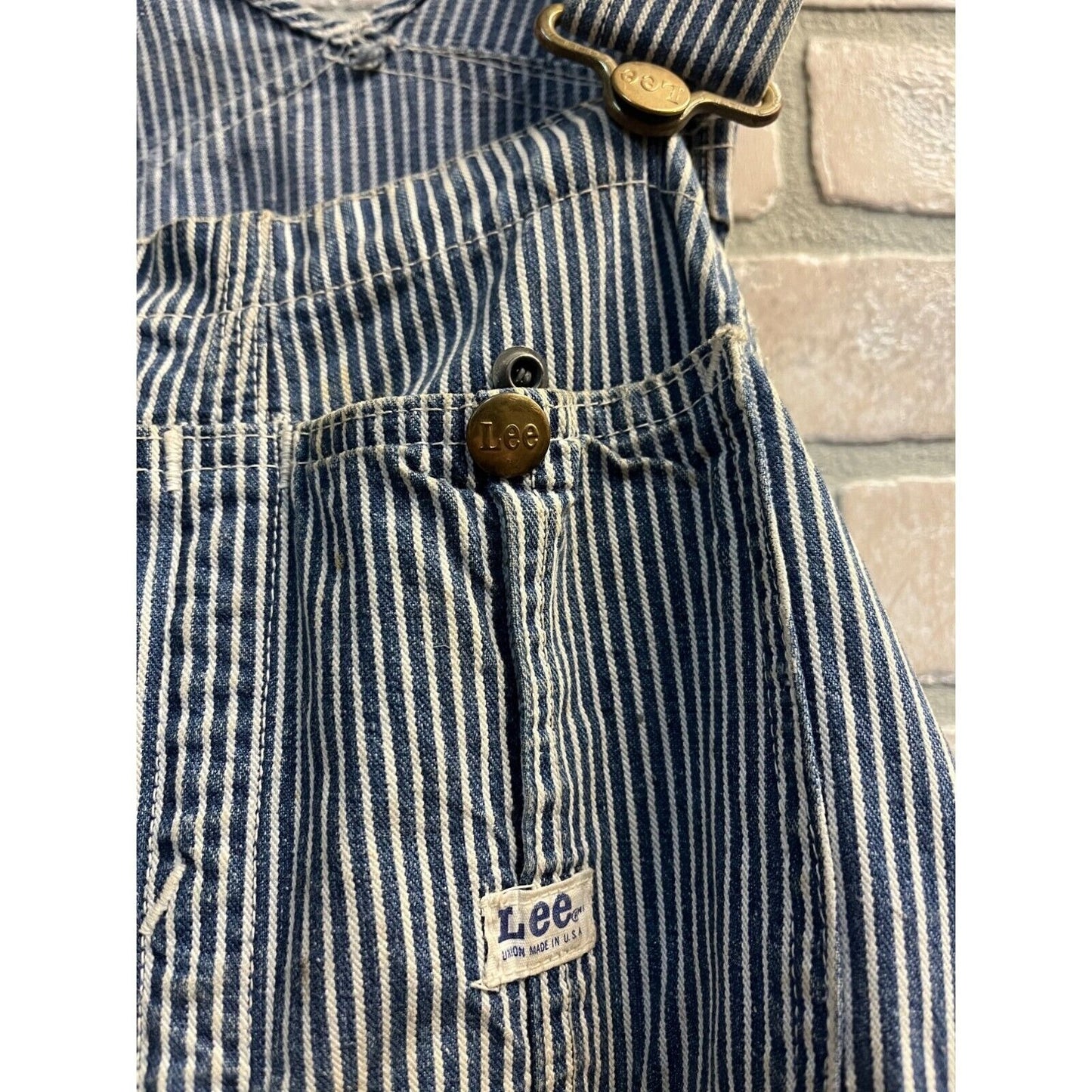 Vintage 1940s LEE Striped Carpenter Overalls Workwear Union Made Sanforized