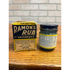 Vintage Ramon's Rub Advertising Medicine Jar Glass w/ Original Box