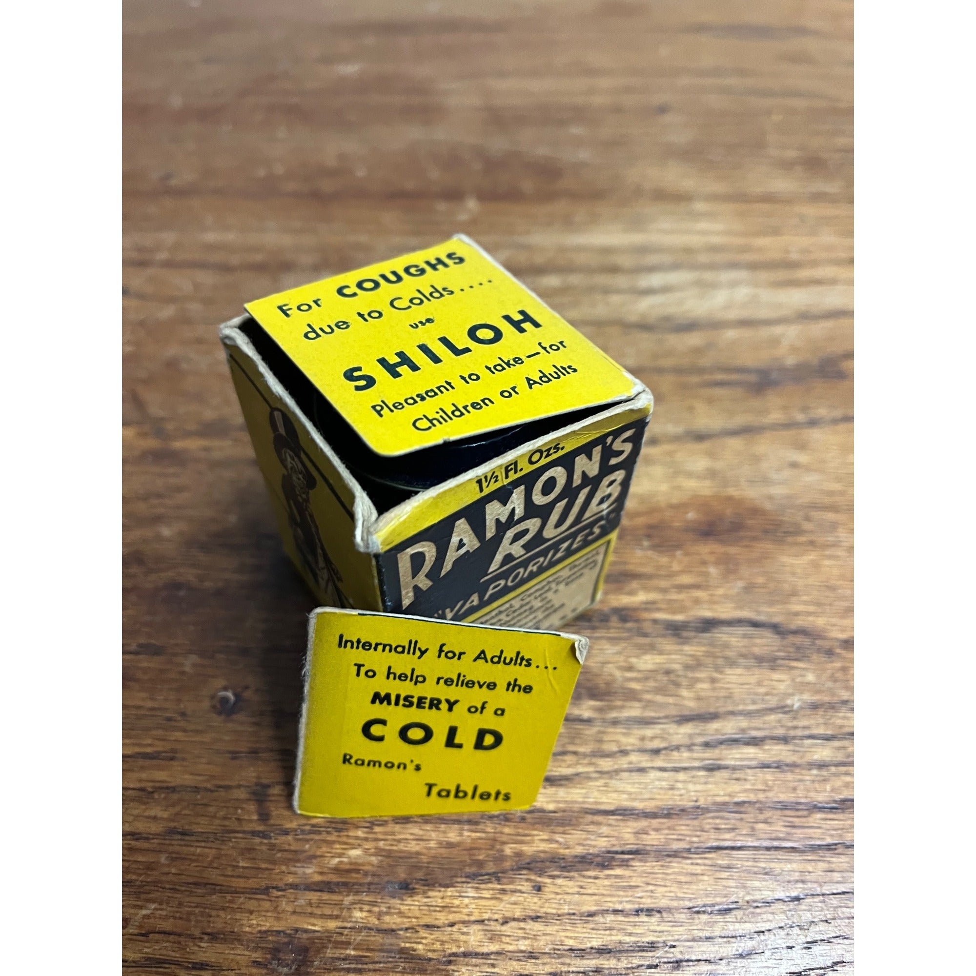Vintage Ramon's Rub Advertising Medicine Jar Glass w/ Original Box