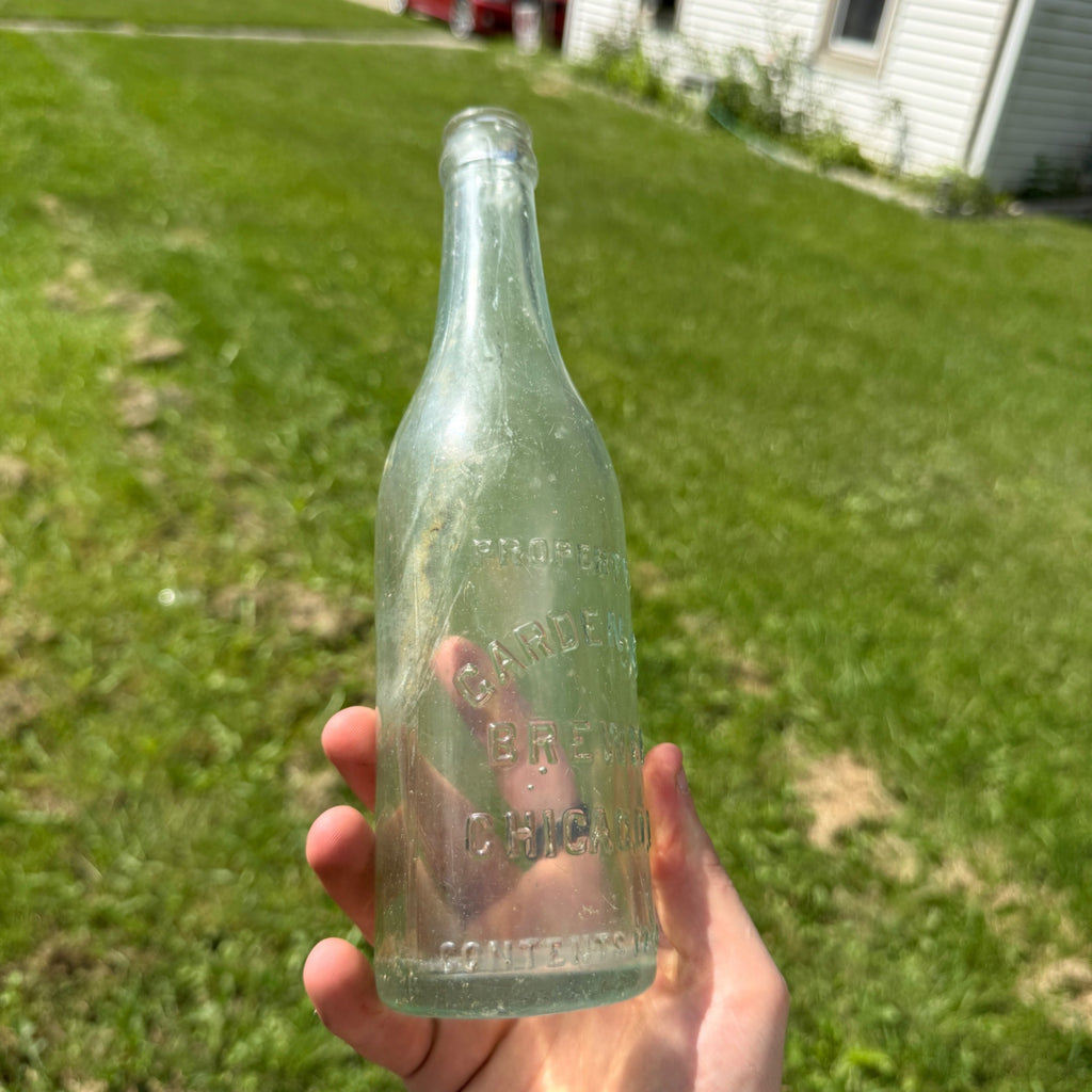 Antique 1900s  Garden City Brewing Chicago Illinois Beer Bottle Embossed Clear