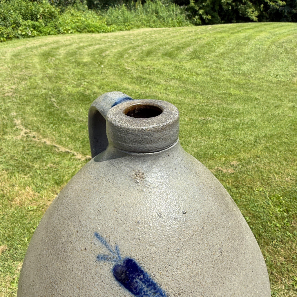 Antique Early Ovoid Stoneware Jug Crock Pennsylvania Cobalt Details Maple Syrup