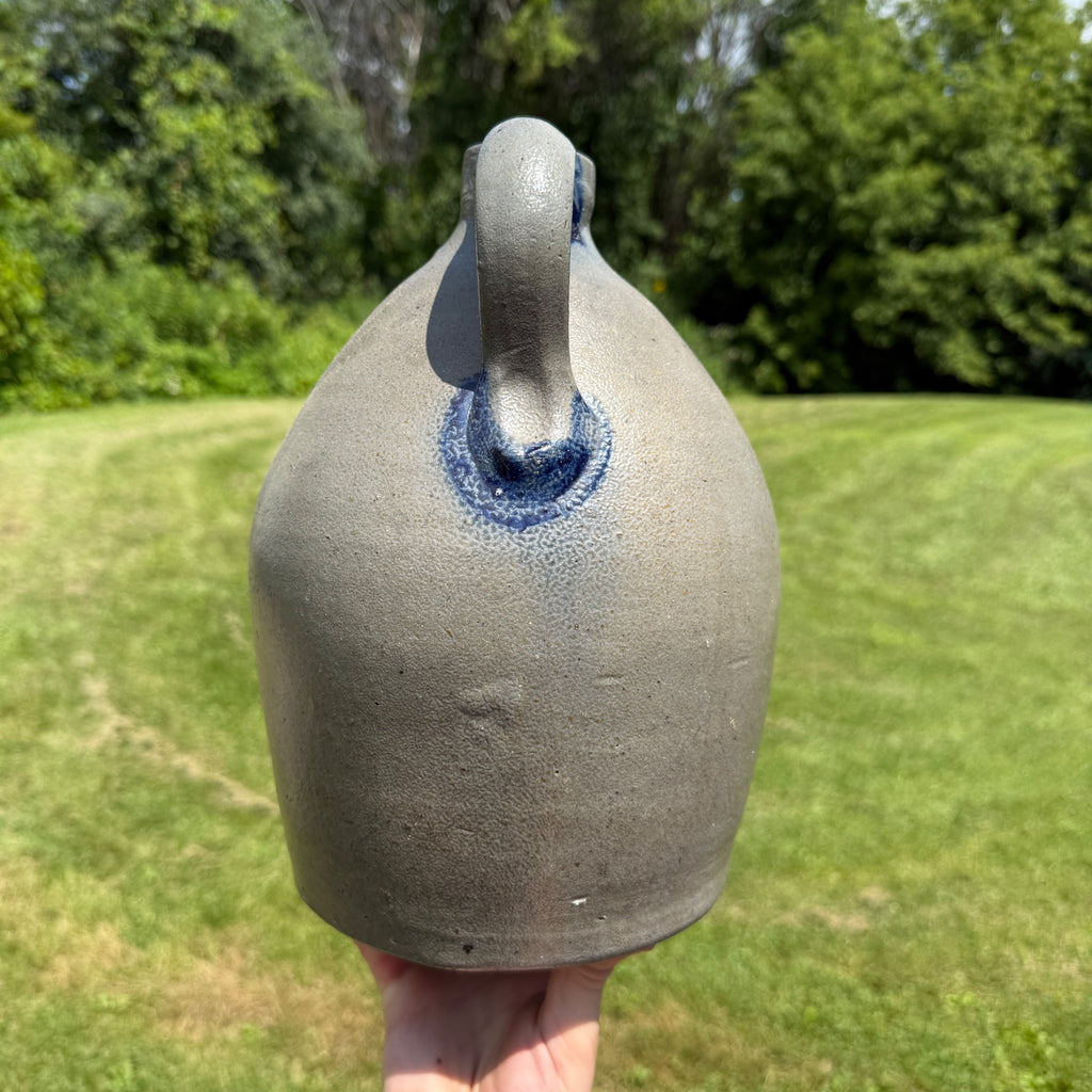 Antique Early Ovoid Stoneware Jug Crock Pennsylvania Cobalt Details Maple Syrup