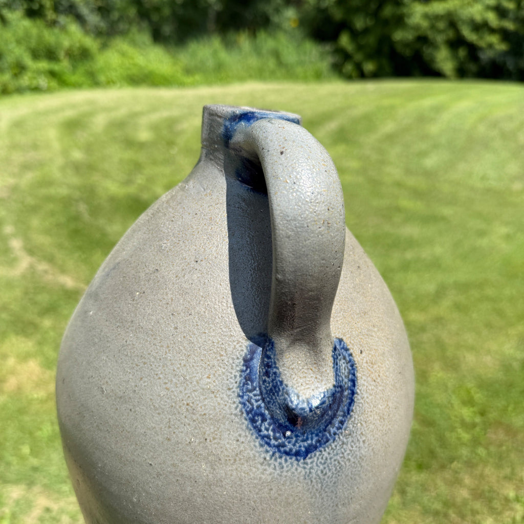 Antique Early Ovoid Stoneware Jug Crock Pennsylvania Cobalt Details Maple Syrup