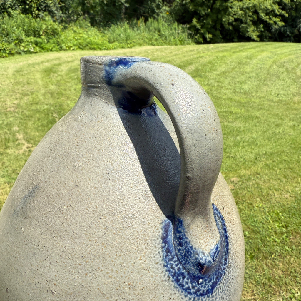 Antique Early Ovoid Stoneware Jug Crock Pennsylvania Cobalt Details Maple Syrup