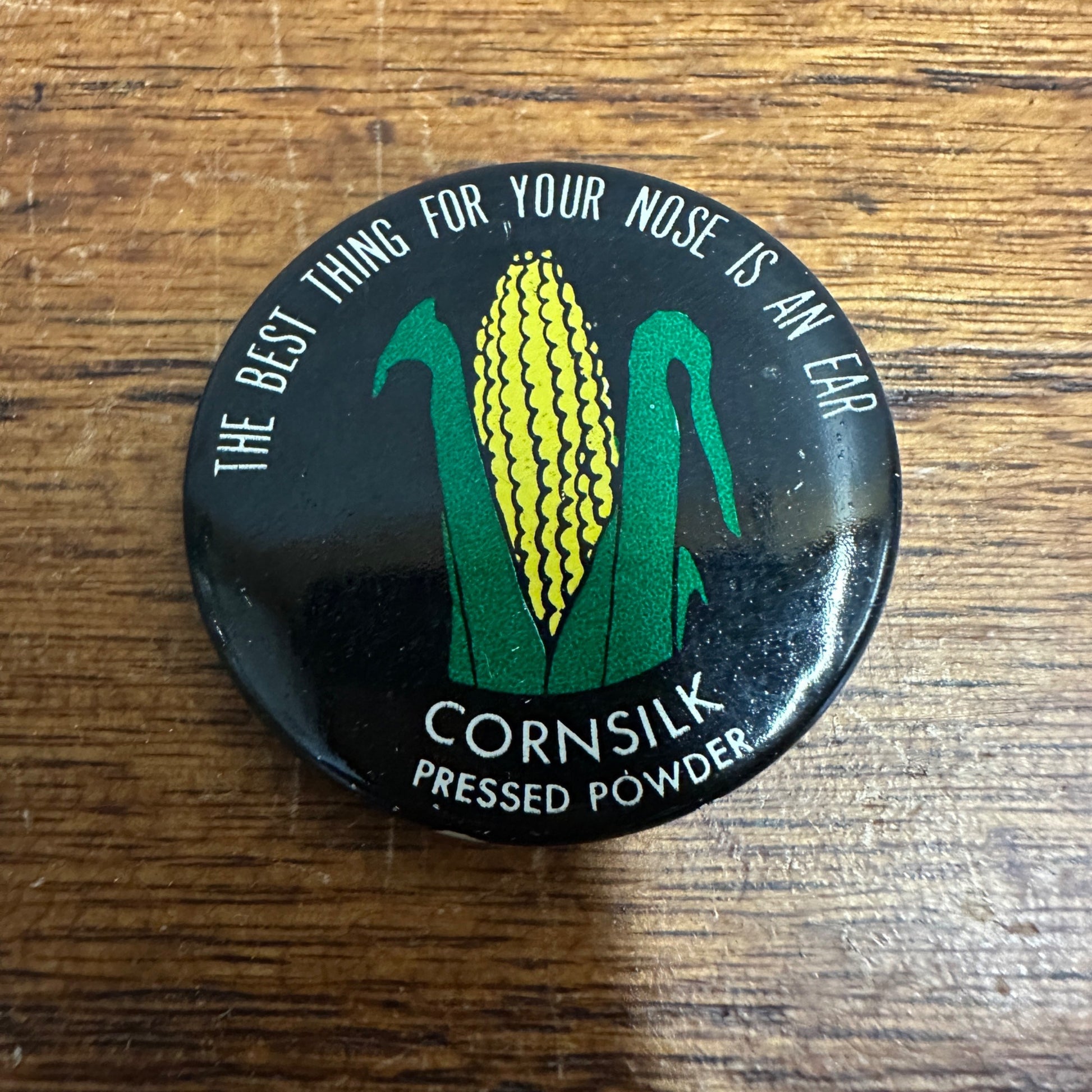 Vintage 1960s Cornsilk Makeup Powder Advertising Promo Pin Button Pinback
