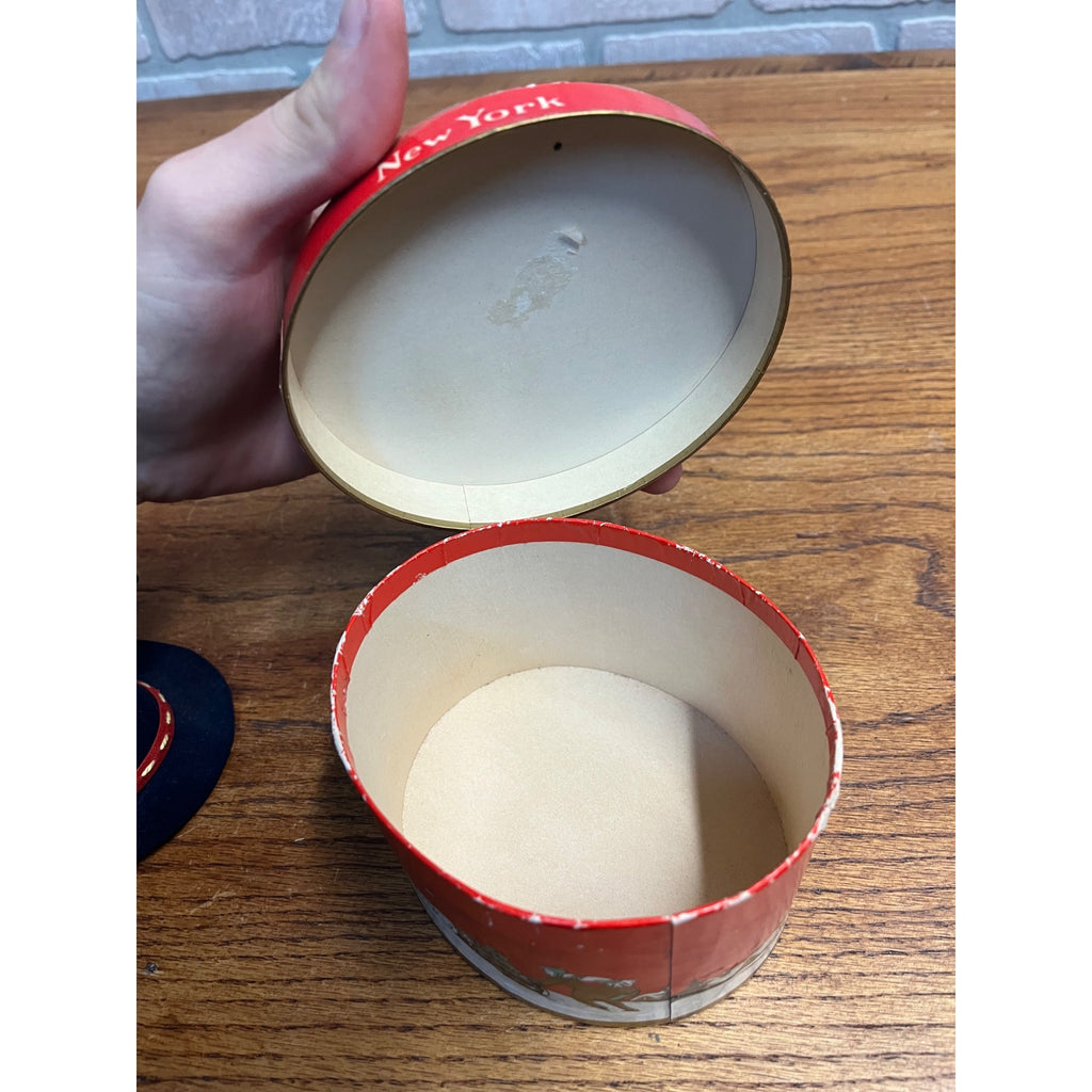 Antique Dobbs Fifth Avenue Salesman Sample Hat + Christmas Scene Box