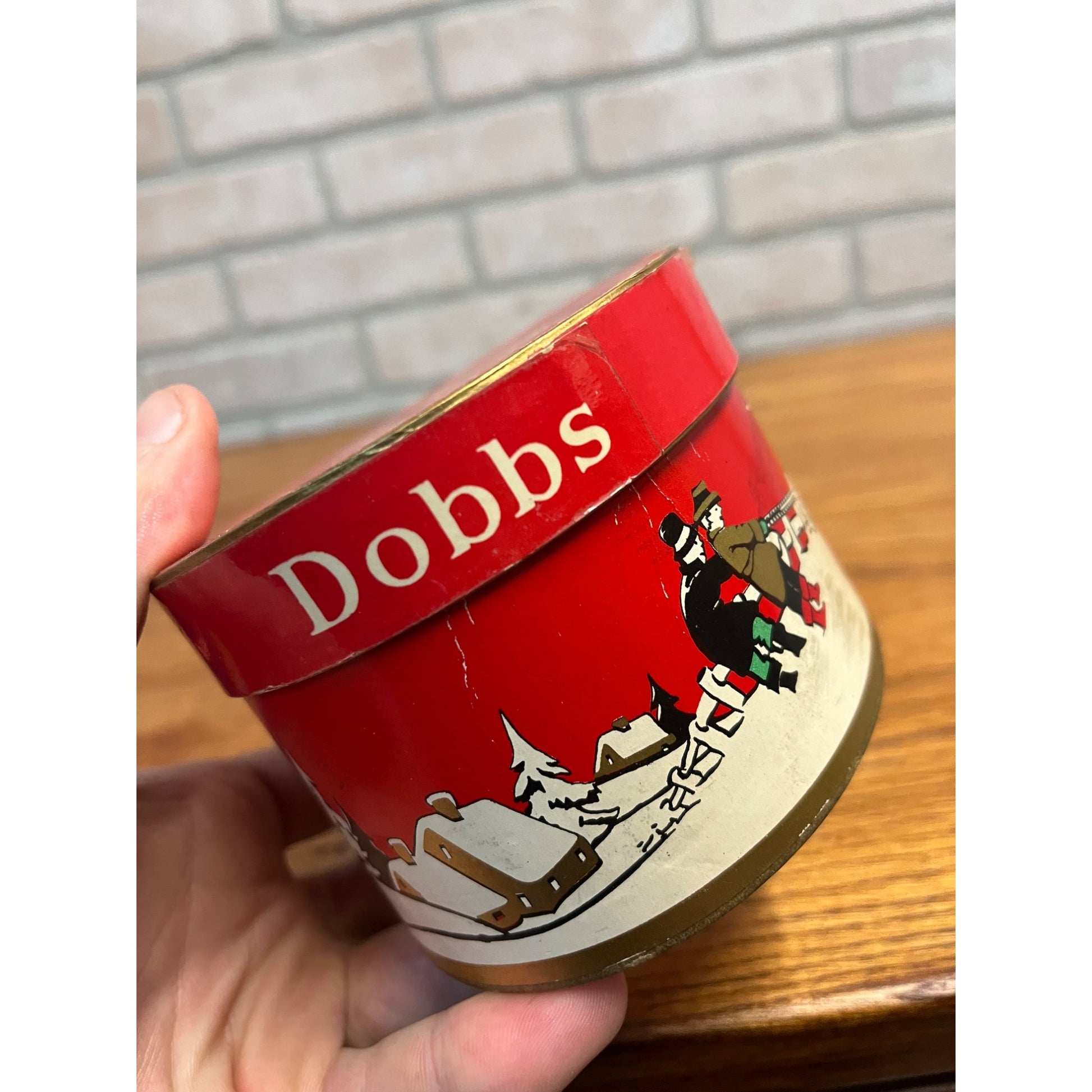 Antique Dobbs Fifth Avenue Salesman Sample Hat + Christmas Scene Box