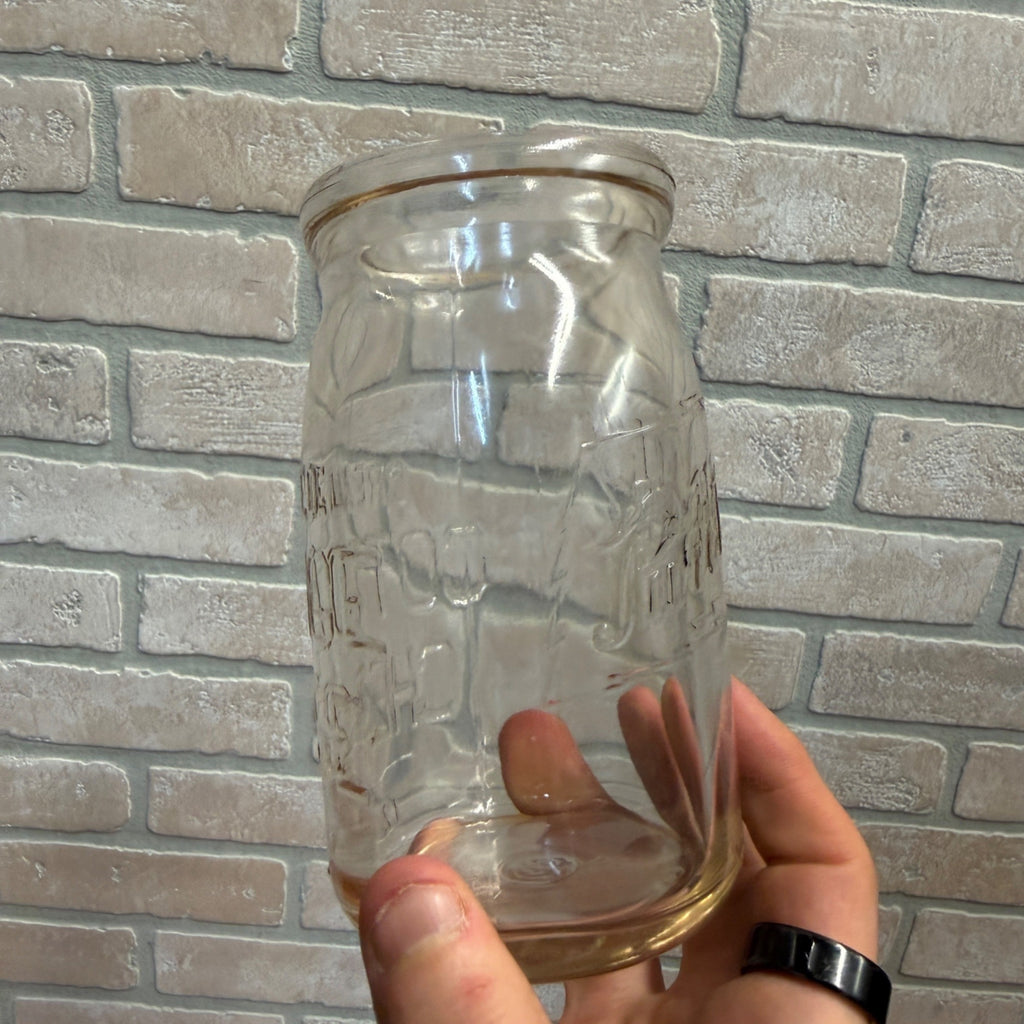 Vintage Racine Pure Milk Glass Cottage Cheese Bottle Jar Racine Wi Wisconsin