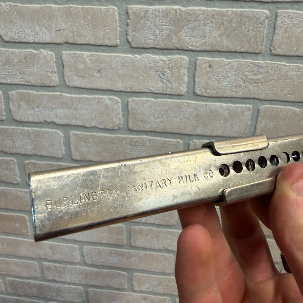 Vintage Burlington Sanitary Milk Co Advertising Mid Century Jar Opener