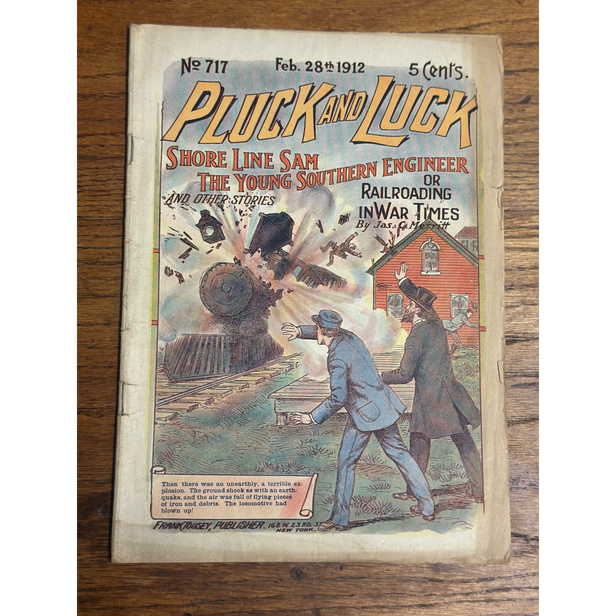 Vintage 1912 Pluck & Luck 5 Cent Magazine Issue Shore Line Sam Story Frank Tousey