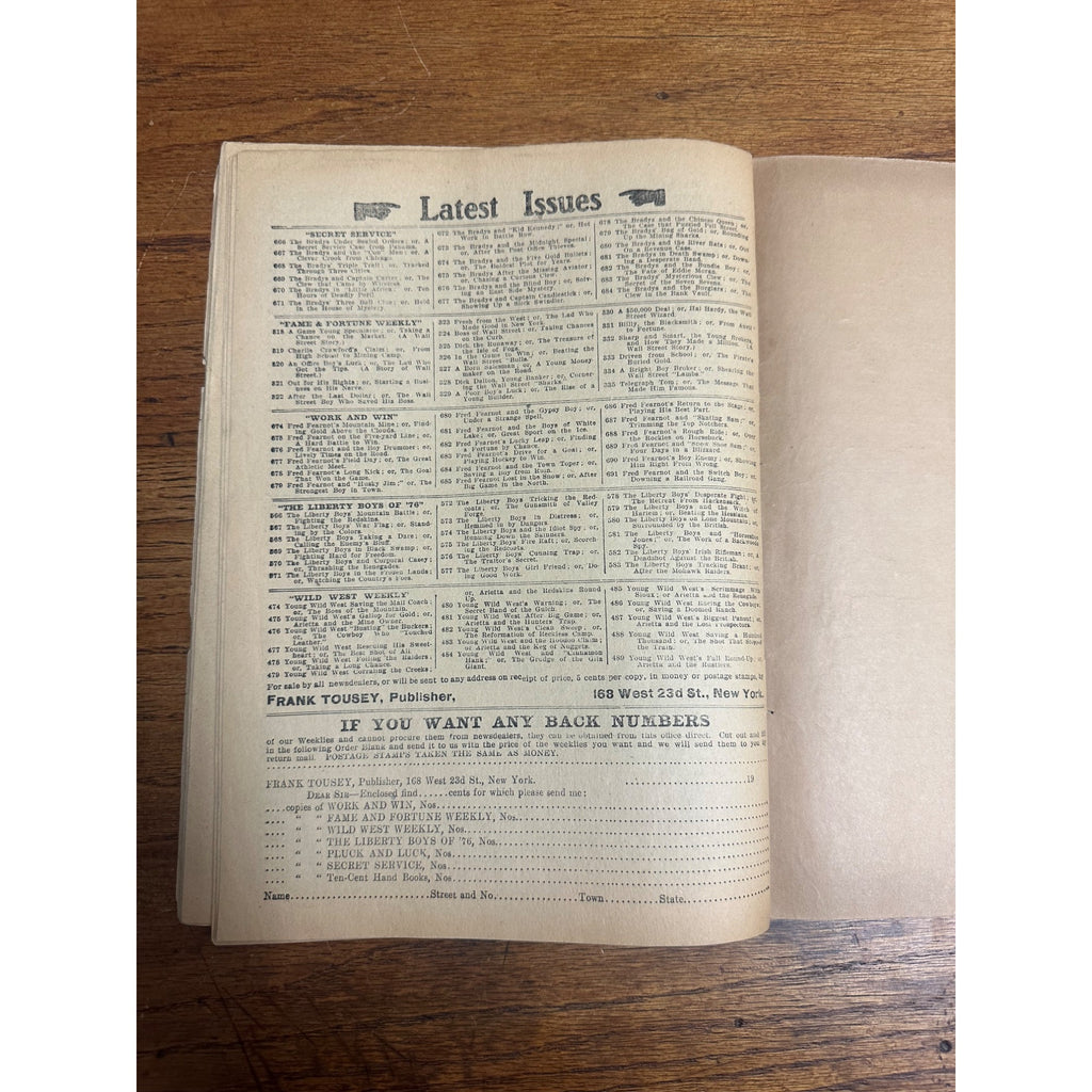 Vintage 1912 Pluck & Luck 5 Cent Magazine Issue Shore Line Sam Story Frank Tousey