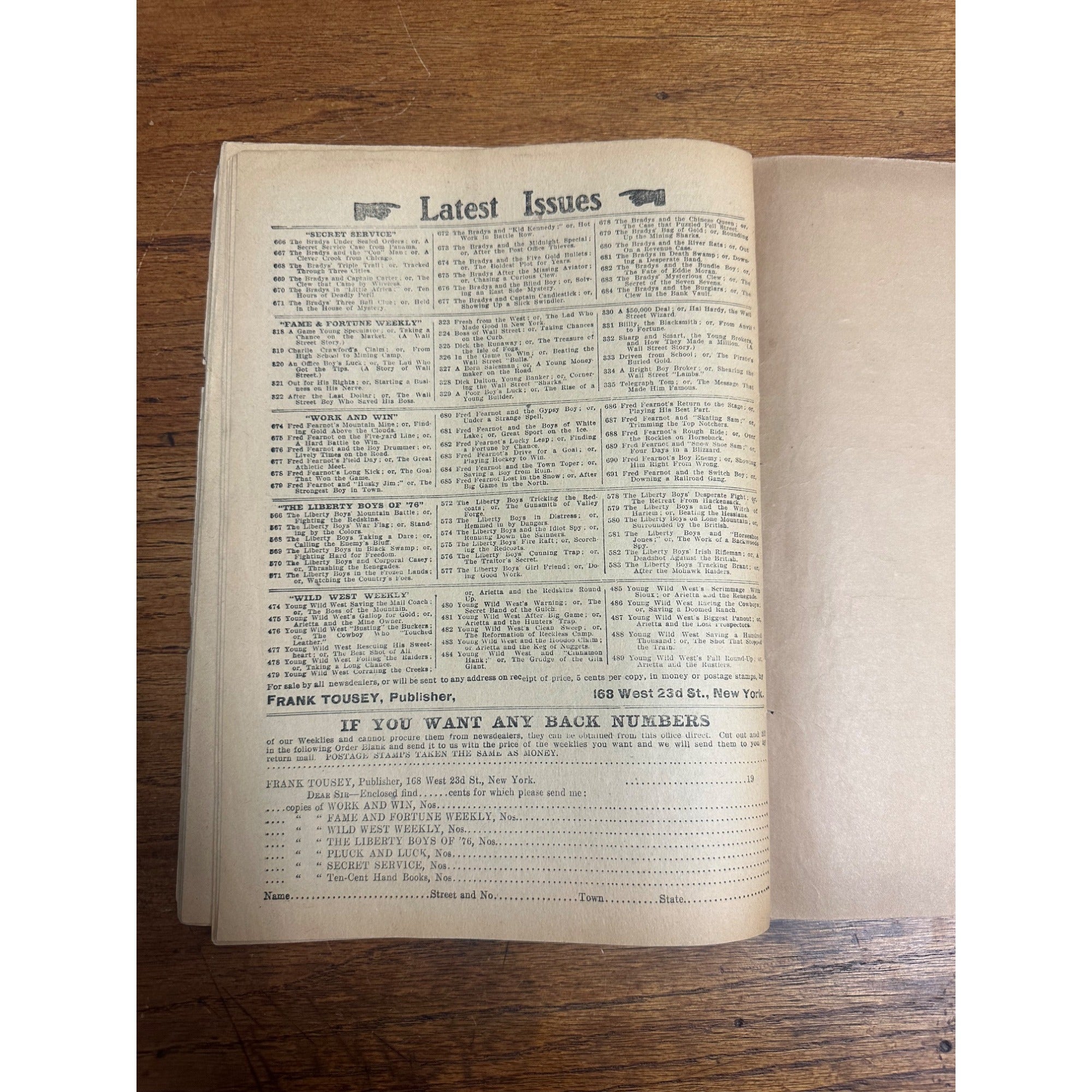 Vintage 1912 Pluck & Luck 5 Cent Magazine Issue Shore Line Sam Story Frank Tousey